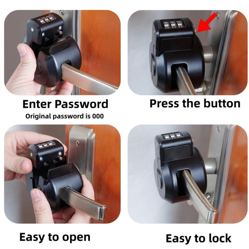 PUGED Door Handle Lockout Device Cover with Code to Disable Door Handle Temporary Combination Lock for Bedroom from Outside Knob Lock (2) - Image 4